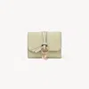 Chloé Small Alphabet Tri-fold In Grained Leather In Green
