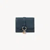 Chloé Small Alphabet Tri-fold In Grained Leather In Blue