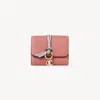 Chloé Small Alphabet Tri-fold In Grained Leather In Pink