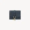 Chloé Small Alphabet Tri-fold In Grained Leather Blue Size Onesize 100% Calf-skin Leather In Blue
