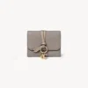 Chloé Small Alphabet Tri-fold In Grained Leather In Gray