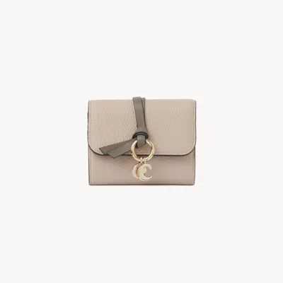 Chloé Small Alphabet Tri-fold In Grained Leather Pink Size Onesize 100% Calf-skin Leather