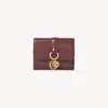 Chloé Small Alphabet Tri-fold In Shiny Leather In Burgundy