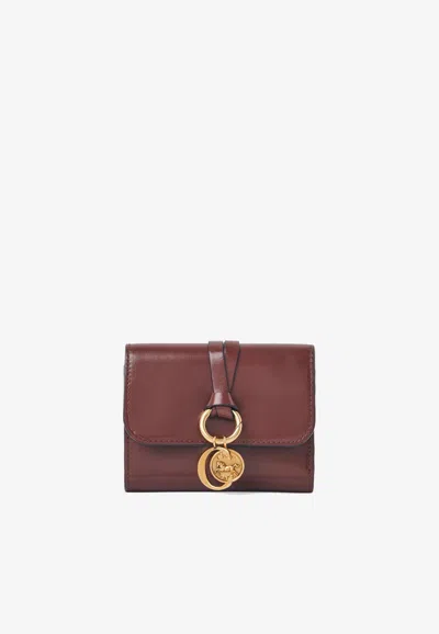Chloé Small Alphabet Tri-fold Leather Wallet In Brown