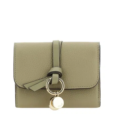 Chloé Chloe Small Alphabet Tri-fold Wallet In Green