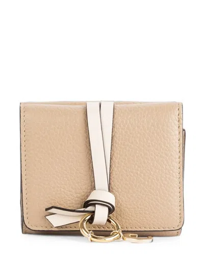 Chloé Small Alphabet Trifold Leather Wallet In Neutral