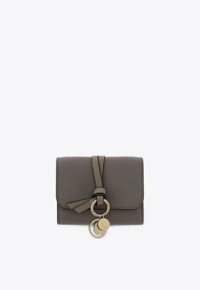 Chloé Small Alphabet Tri-fold Wallet In Gray