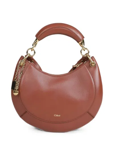 Chloé Small Banana Leather Tote Bag In Brown