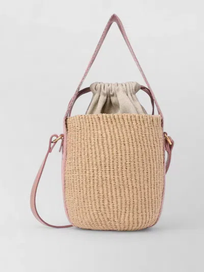 Chloé Small Basket Bag Contrast Leather Strap In Brown