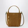 Chloé Spin Embellished Leather-trimmed Suede Tote In Green