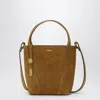 Chloé Spin Embellished Leather-trimmed Suede Tote In Green