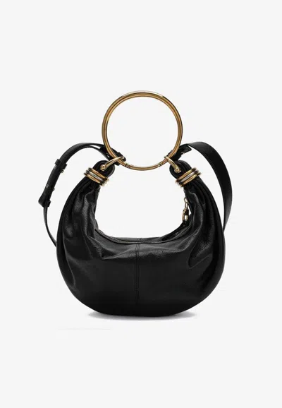 Chloé Chloe Bracelet Grained Leather Top Handle Bag In Black