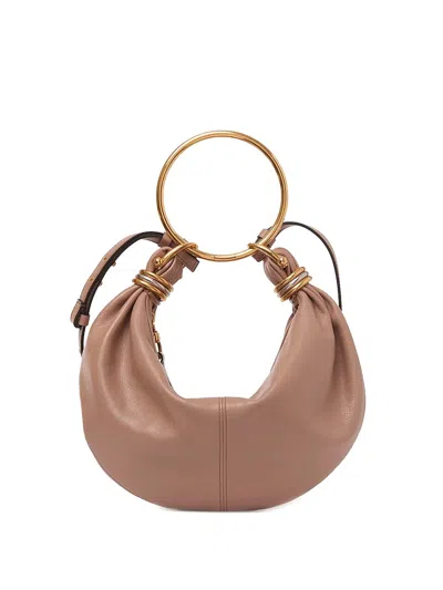 Chloé Grain Leather Small Bracelet Hobo Bag In Brown