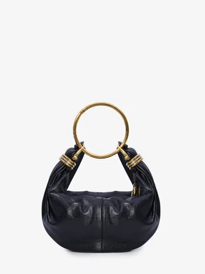 Chloé Small Bracelet Hobo Bag In Grained Leather In Black