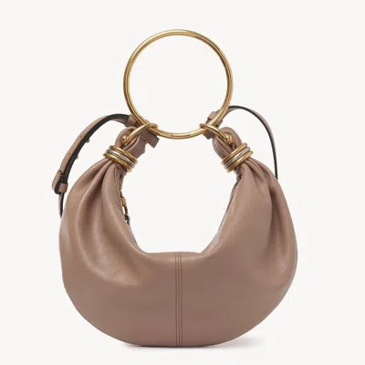 Chloé Chloe Small Bracelet Hobo Bag In Grained Leather In Neutral