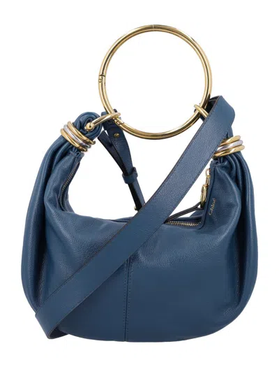 Chloé Small Bracelet Hobo Bag In Tapestry Blue
