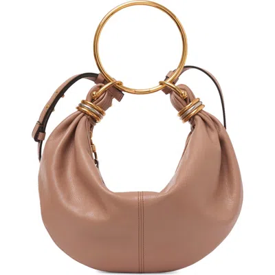 Chloé Grain Leather Small Bracelet Hobo Bag In Brown