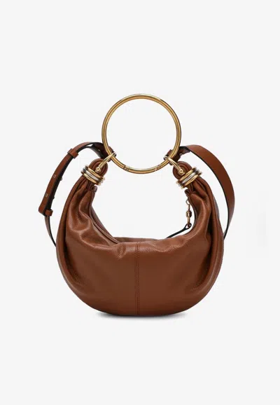 Chloé Small Bracelet Leather Hobo Bag In Brown