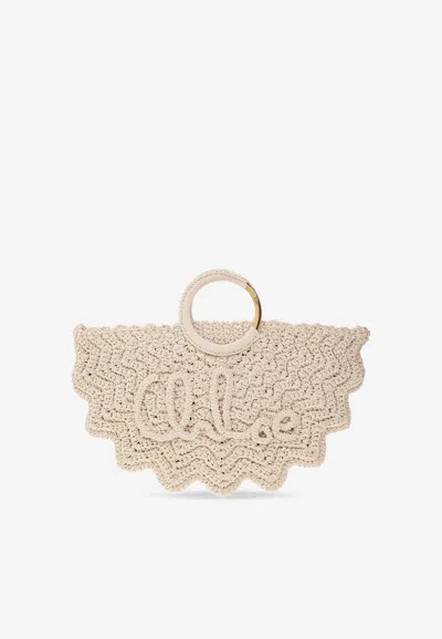 Chloé Womens Bracelet Paravent Crochet Top-handle Bag Deep Ivory
