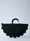 Chloé Womens Bracelet Paravent Small Crochet Shoulder Bag Black In Black
