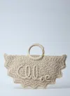 Chloé Women Small Bracelet Paravent Crochet Tote Bag In White