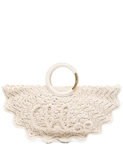 Chloé Small Crochet Tote Bag With Circular Handles In White