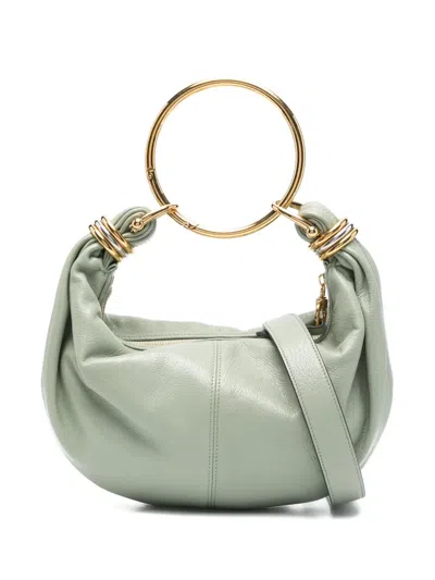 Chloé Bracelet Small Leather Shoulder Bag In Green
