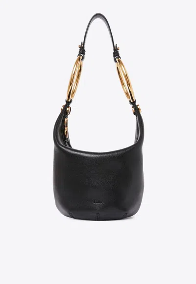 Chloé Small Bracelet Shoulder Bag In Grained Leather In Black