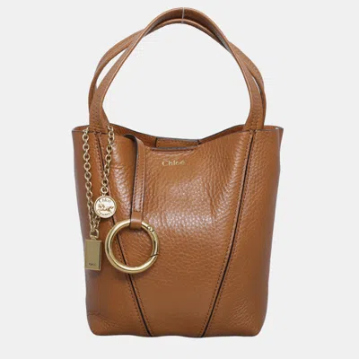 Pre-owned Chloé Small Brown Calf Leather Spin Tote