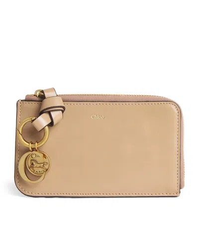 Chloé Small Calfskin Alphabet Coin Purse In Beige