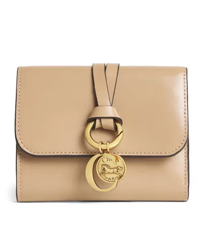 Chloé Small Calfskin Alphabet Wallet In Beige