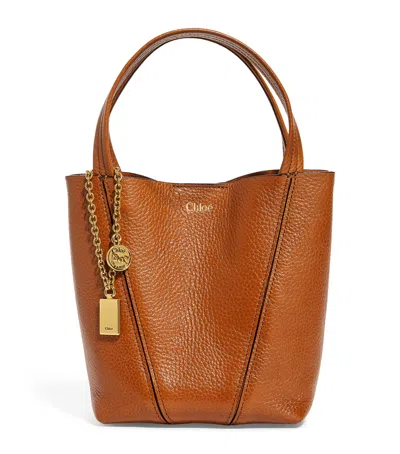 Chloé Small Calfskin Spin Tote Bag In Brown