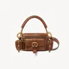 Chloé Small Double Carry Leather Bag With Multipocket Detail In Brown