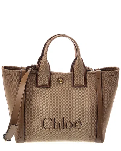 Chloé Small Canvas & Leather Tote In Brown