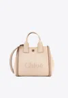 Chloé Small Canvas Jacquard Logo Tote Bag In Sand