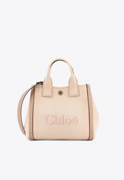 Chloé Small Canvas Jacquard Logo Tote Bag In Sand
