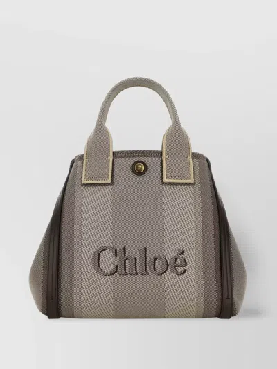 Chloé Small Canvas Structured Shopping Bag In Brown