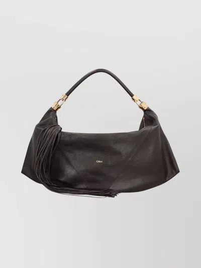 Chloé Small Canvas Tote Bag With Leather Trim In Black
