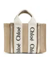 Chloé Small Canvas Woody Tote Bag In Gold