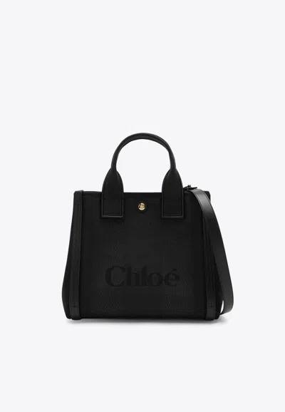 Chloé Small Carry Canvas Shoulder Bag In Black
