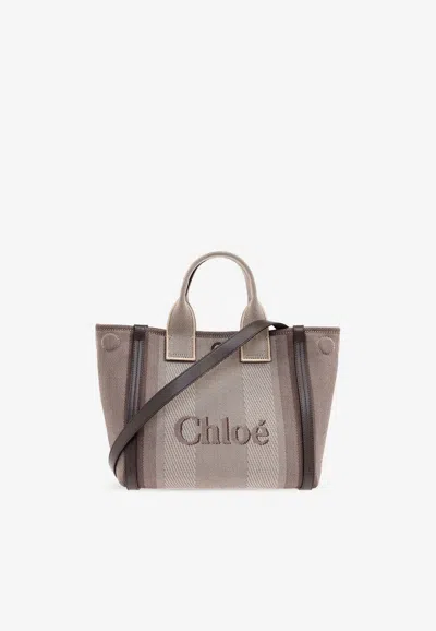 Chloé Small Carry Canvas Tote Bag In Beige