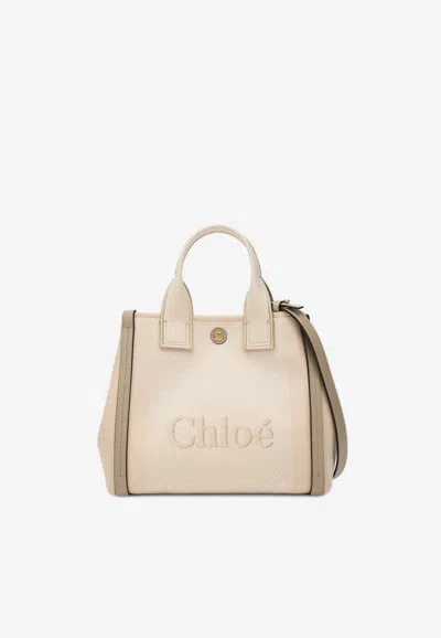 Chloé Small Carry Canvas Tote Bag In Sand
