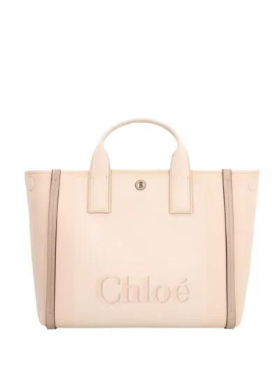 Chloé Small Carry Logo-detail Canvas Tote Bag In Pink