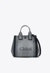 Chloé Carry Striped Canvas Tote Bag In Blue