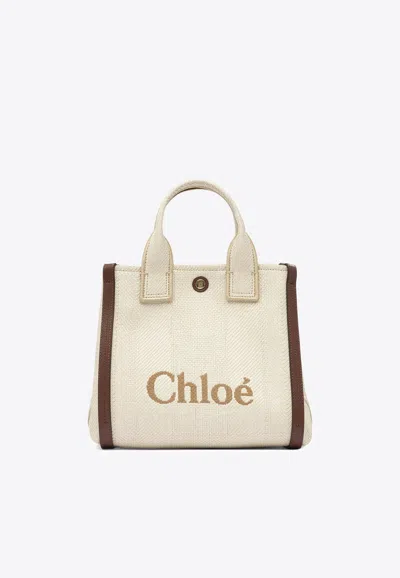 Chloé Small Carry Tote Bag In Raffia-effect In Sand