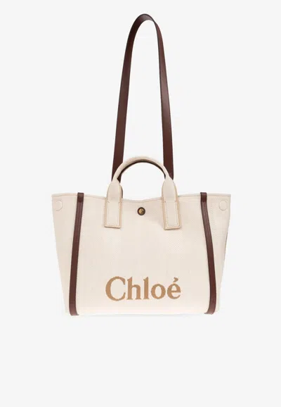 Chloé Small Carry Tote Bag In White