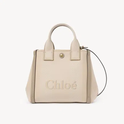 Chloé Small  Carry Tote Bag In Canvas Beige Size Onesize 91% Cotton, 6% Polyester, 3% Textile Fibers In Sand