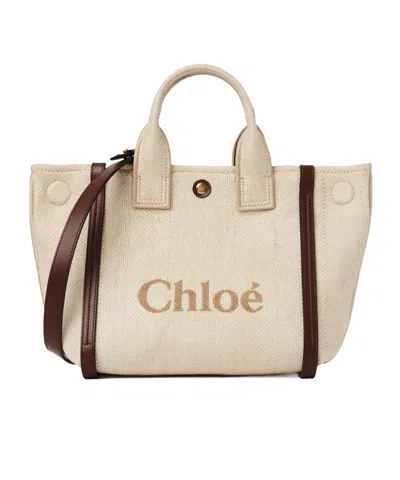 Chloé Small  Carry Tote Bag In Raffia-effect Fibers