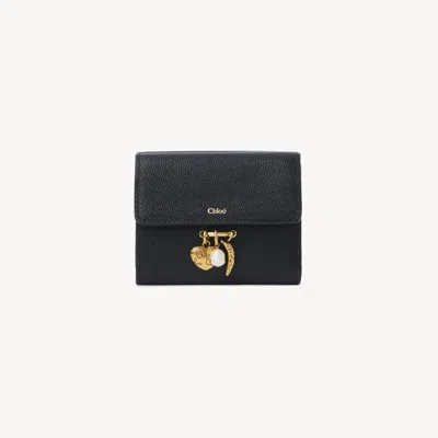 Chloé Petit Portefeuille À Trois Volets  Charms En Cuir Grainé Femme Noir Taille Onesize 100% Cuir De