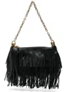 Chloé Foulard Fringed Leather Shoulder Bag In Black